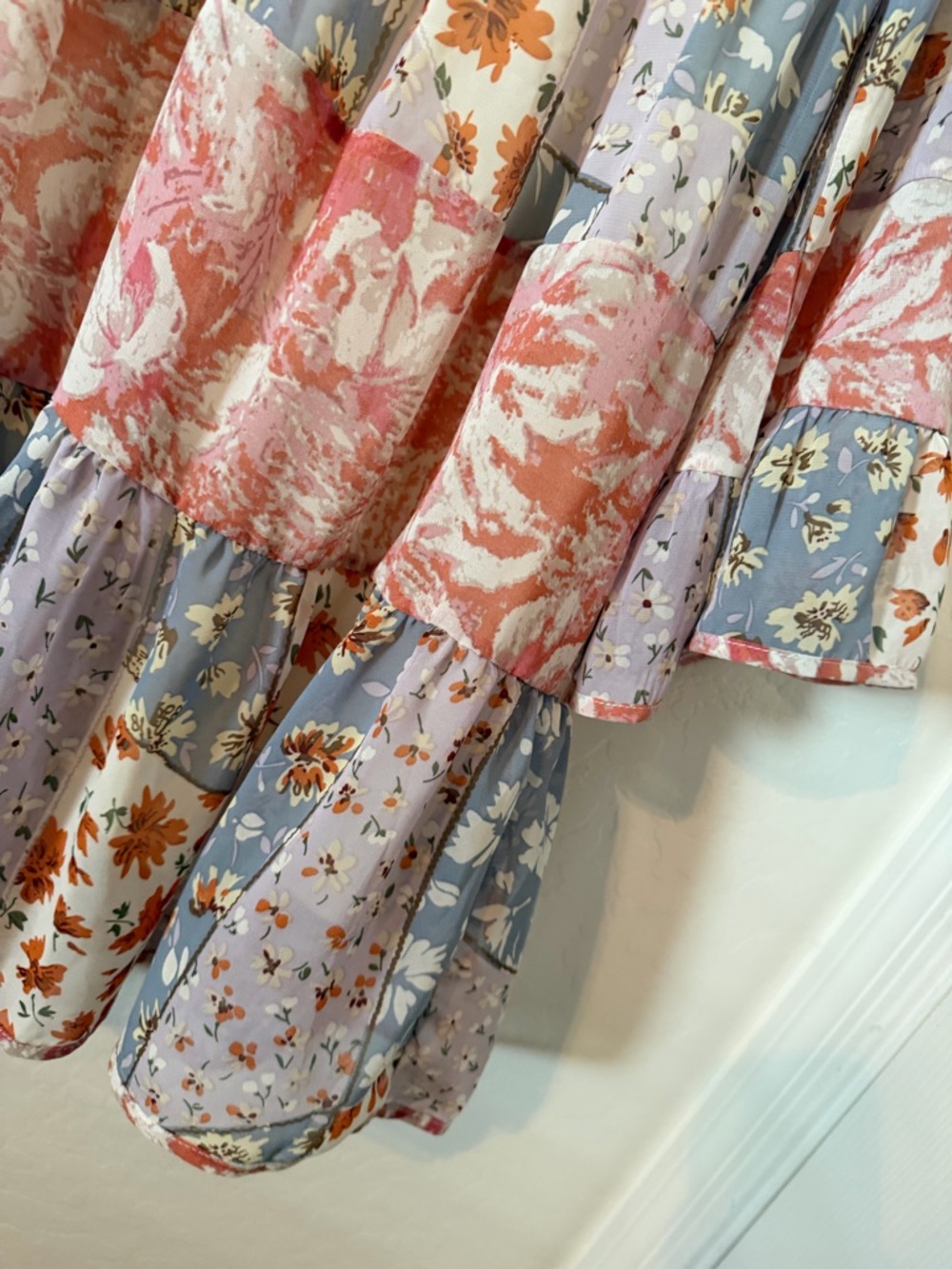 Boho Patchwork Floral Tiered Dress - Picture 4 of 5